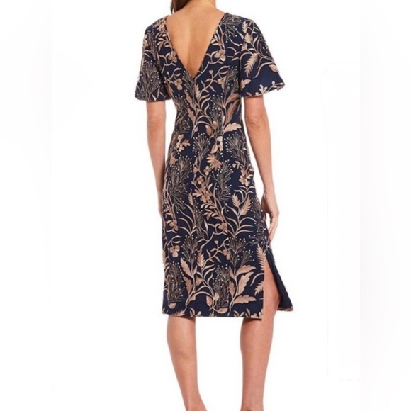 JS COLLECTIONS Maya Short Flutter Sleeve Embroidered Sheath Dress size 6 - Picture 4 of 13